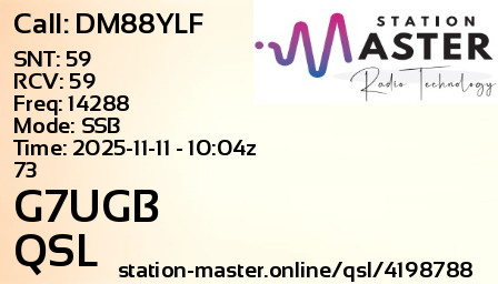 QSL Card for G7UGB QSO with DM88YLF