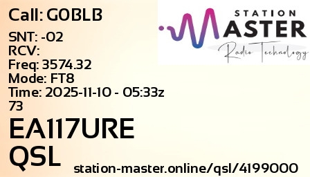 QSL Card for EA117URE QSO with G0BLB