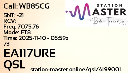 QSL Card for EA117URE QSO with WB8SCG