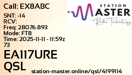 QSL Card for EA117URE QSO with EX8ABC