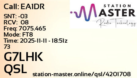 QSL Card for G7LHK QSO with EA1DR
