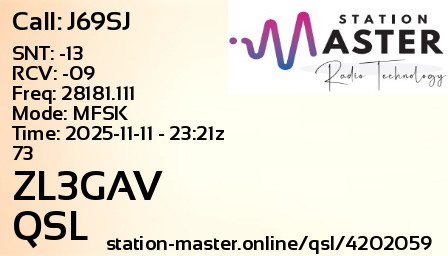 QSL Card for ZL3GAV QSO with J69SJ