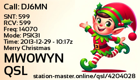 QSL Card for MW0WYN QSO with DJ6MN