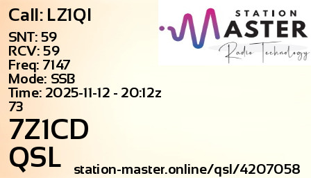 QSL Card for 7Z1CD QSO with LZ1QI