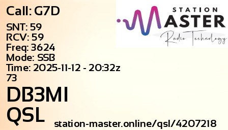 QSL Card for DB3MI QSO with G7D