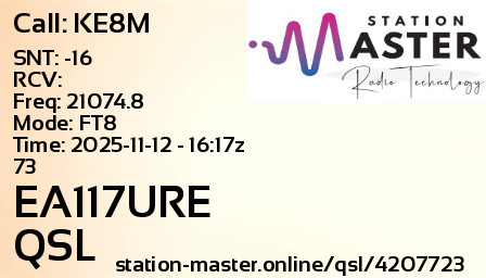 QSL Card for EA117URE QSO with KE8M
