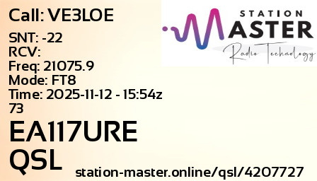 QSL Card for EA117URE QSO with VE3LOE
