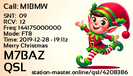 QSL Card for M7BAZ QSO with M1BMW