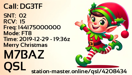 QSL Card for M7BAZ QSO with DG3TF