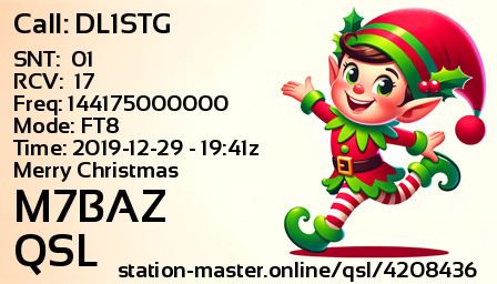 QSL Card for M7BAZ QSO with DL1STG