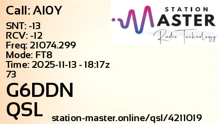 QSL Card for G6DDN QSO with AI0Y