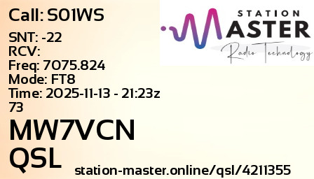 QSL Card for MW7VCN QSO with S01WS