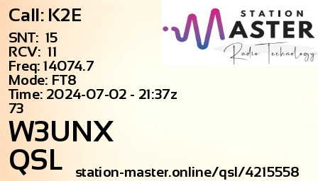 QSL Card for W3UNX QSO with K2E
