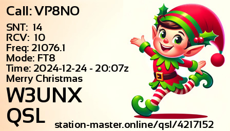 QSL Card for W3UNX QSO with VP8NO