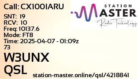 QSL Card for W3UNX QSO with CX100IARU
