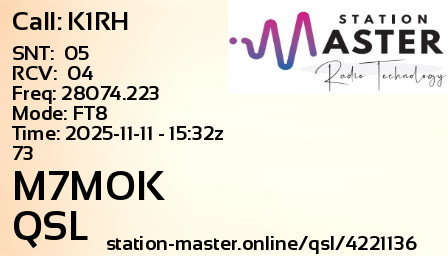 QSL Card for M7MOK QSO with K1RH