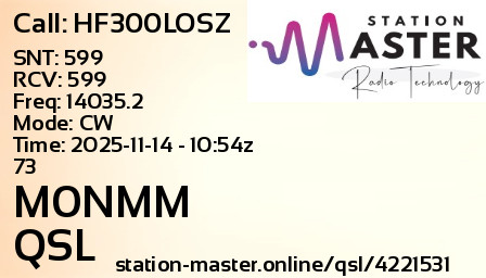 QSL Card for M0NMM QSO with HF300LOSZ
