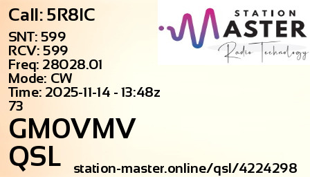 QSL Card for GM0VMV QSO with 5R8IC