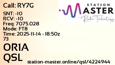 QSL Card for OR1A QSO with RY7G