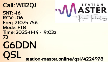 QSL Card for G6DDN QSO with WB2QJ