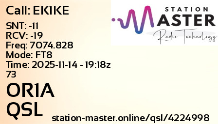 QSL Card for OR1A QSO with EK1KE