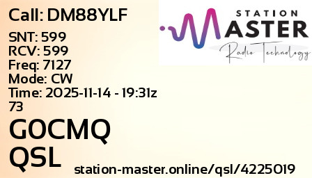 QSL Card for G0CMQ QSO with DM88YLF