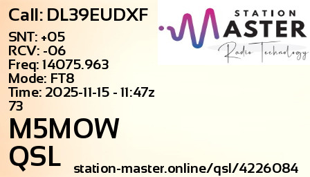 QSL Card for M5MOW QSO with DL39EUDXF