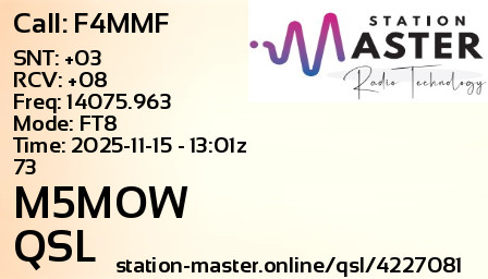 QSL Card for M5MOW QSO with F4MMF