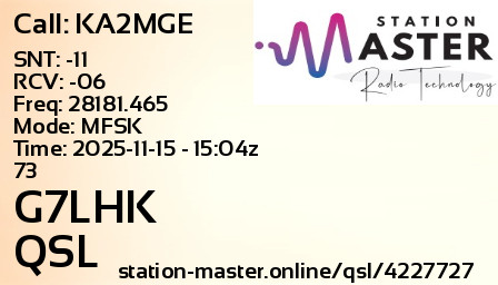 QSL Card for G7LHK QSO with KA2MGE