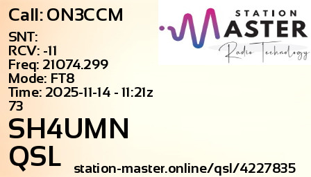 QSL Card for SH4UMN QSO with ON3CCM