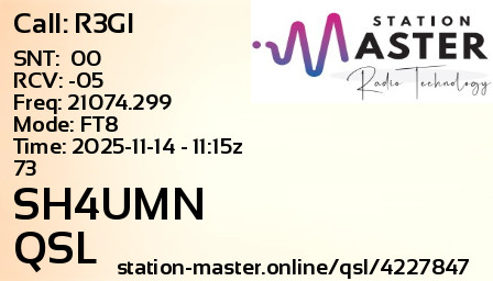 QSL Card for SH4UMN QSO with R3GI