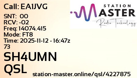QSL Card for SH4UMN QSO with EA1JVG