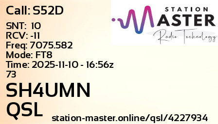 QSL Card for SH4UMN QSO with S52D