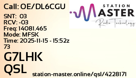 QSL Card for G7LHK QSO with OE/DL6CGU