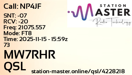 QSL Card for MW7RHR QSO with NP4JF
