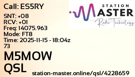QSL Card for M5MOW QSO with ES5RY