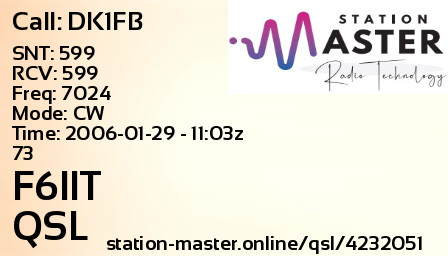 QSL Card for F6IIT QSO with DK1FB
