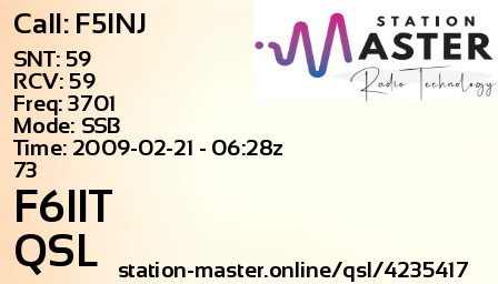QSL Card for F6IIT QSO with F5INJ