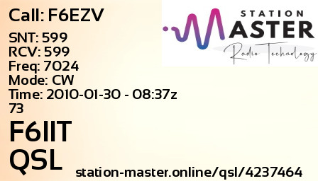 QSL Card for F6IIT QSO with F6EZV
