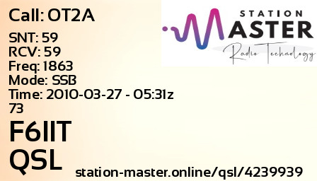 QSL Card for F6IIT QSO with OT2A