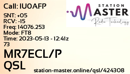 QSL Card for MR7ECL/P QSO with IU0AFP