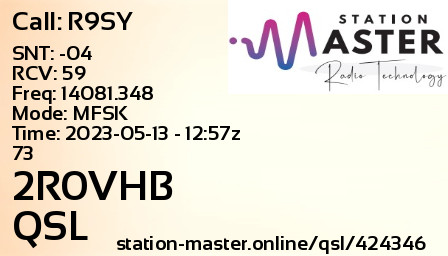 QSL Card for 2R0VHB QSO with R9SY