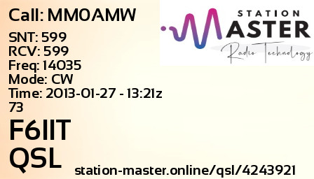 QSL Card for F6IIT QSO with MM0AMW