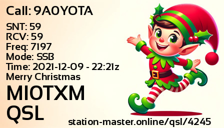QSL Card for MI0TXM QSO with 9A0YOTA