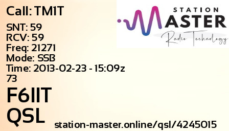 QSL Card for F6IIT QSO with TM1T