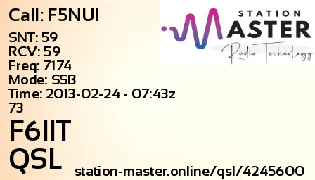 QSL Card for F6IIT QSO with F5NUI
