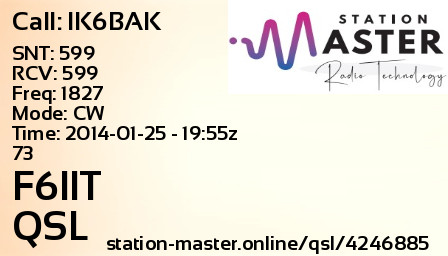 QSL Card for F6IIT QSO with IK6BAK