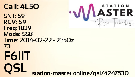 QSL Card for F6IIT QSO with 4L5O