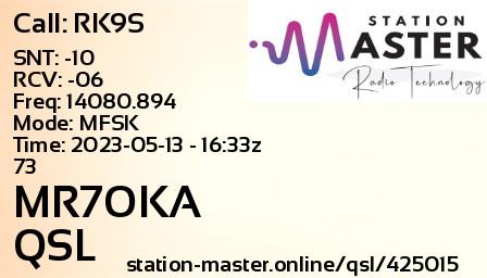 QSL Card for MR7OKA QSO with RK9S