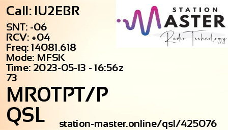 QSL Card for MR0TPT/P QSO with IU2EBR